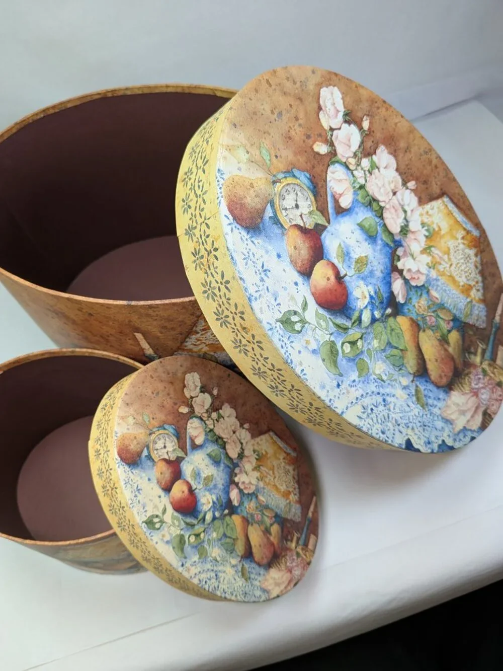 Vintage Bobs Boxes Lang Anna Krajewski Nesting Storage Oval Fruit 3 Boxes LANG